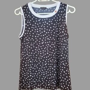Emotions Sleeveless Black and White Polka Dot Tank Top S